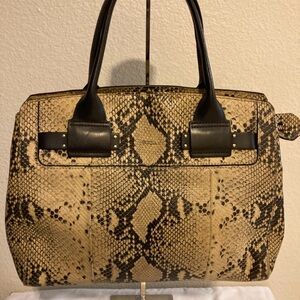 Furla Snake Print Satchel with Black Accents